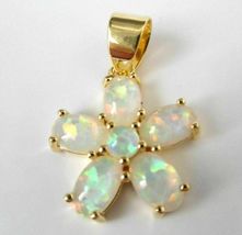 2Ct Oval Cut Fire Opal Diamond Flower Style Women&#39;s Pendant 14K Yellow Gold Over - £72.92 GBP