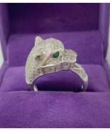 Effy Panther Statement Ring Sterling Silver 925 Pave Diamonds and Tsavor... - £1,274.14 GBP