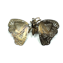 Vintage Trembler Butterfly Pin Brooch  Spring Wings Gold Tone 3.2&quot; X 1.9... - £22.38 GBP
