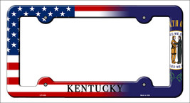 Kentucky|American Flag Novelty Metal License Plate Frame LPF-456 - £14.81 GBP