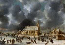 Skating at Sloten near Ambsterdam by Joannes Beerstraten Old Masters 7x1... - £15.81 GBP