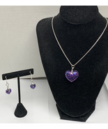 necklace and earring Set Heart Shaped Midnight Gem Glitter - Great Gift ... - £11.55 GBP