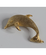 Dolphin Brushed Gold Tone Vintage Animal Figural Brooch Pin Jewelry Porp... - £7.96 GBP