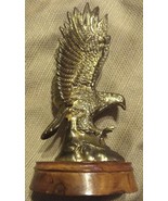 Vintage Brass American Eagle Patriotic Statue Paperweight Sculpture on W... - $49.01 CAD