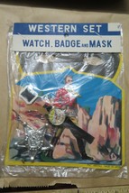 1950&#39;s Cowboy Western Set with Watch, Badge and Mask in Original Package - £11.95 GBP