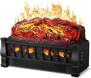 Electric Fireplace Log Set Heater, 21&quot; Vintage Design Portable Freestand... - $222.99