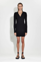 COTTON CITIZEN JET BALCK WIDE RIB KNIT IBIZA POLO  MINI DRESS (L) NWT - £97.82 GBP