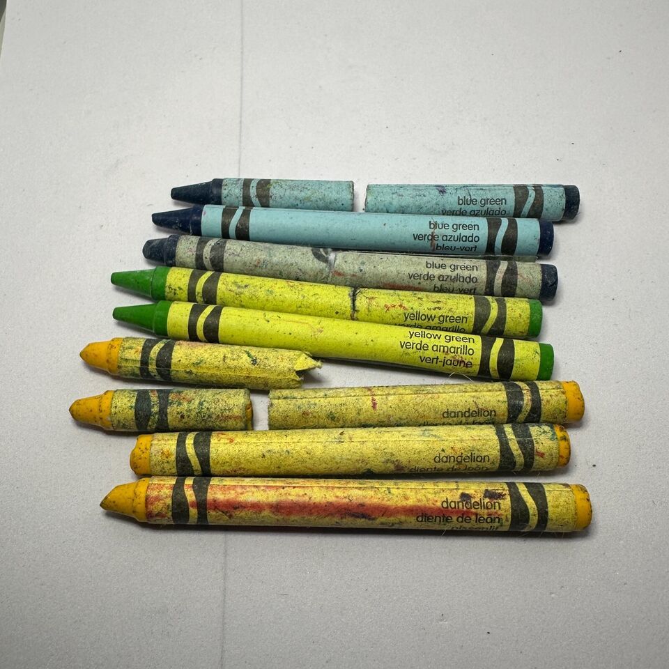 Crayola Discontinued Crayons Lot Dandelion, Yellow Green, and Blue Green - $5.58
