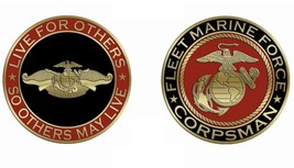 U.S. United States Marine Corps Fleet Marine Force FMF Corpsman Gold Plated Coin - £11.82 GBP