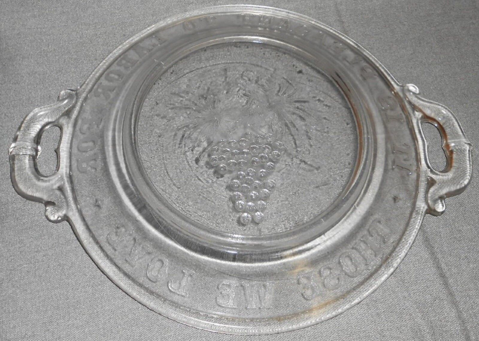EAPG 1800s Pressed Glass GRAPES It Is Pleasant To Labor For Those We Love PLATE Item image 3