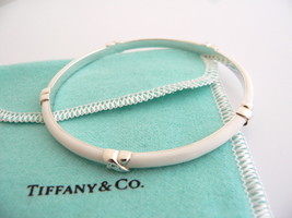 Tiffany &amp; Co Signature X Bangl Silver White Enamel Bracelet Love Gift Po... - £547.71 GBP