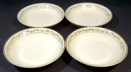 (4) Harmony House Dorset China Floral Cream Cereal Bowls Plates 7 1/2&quot; - £27.37 GBP