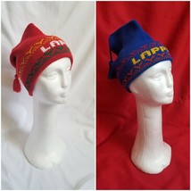Vintage 1970-80s Lappi knit ski hat beanie with tassel red or blue - $38.00
