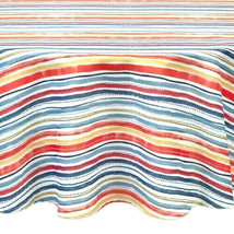 Indoor Outdoor Fabric Tablecloth Warm Summer Stripe 70 RD Beach Summer E... - £29.96 GBP