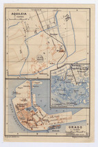 1913 Original Antique City Map Of Grado / Ancient Aquileia / Italy - $27.13