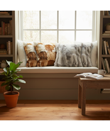 SOGA 6PC Pillowcase Set –45cm Cowhide Patchwork White Textured & Faux Fur Covers - $199.50