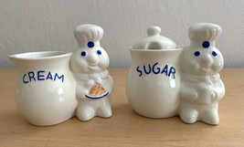 Vintage 1999 Pillsbury Doughboy Ceramic Cream &amp; Sugar Set in Original Box - £19.78 GBP