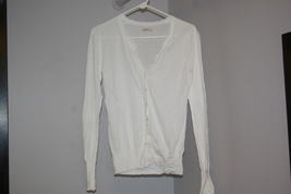 Old Navy Traditional Cardigan Cotton Sweater White Off White Juniors Size S - £9.43 GBP