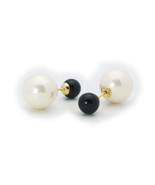 Fronay Double Sided Faux Black Pearl Tribal Earrings - 925 Sterling Silver - $52.89 CAD