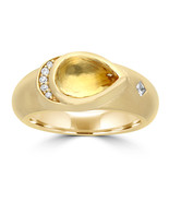 925 Sterling Silver Yellow Gold Plated Cubic Zircon Citrine Ring Size 7 - $49.00