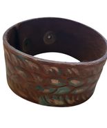 Western Boho Layering Hand Tooled Leather Bracelet Ivory Turquoise Brown - €23,80 EUR