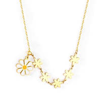Yellow Enamel &amp; 18K Gold-Plated Linked Flower Pendant Necklace - £12.05 GBP