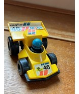 Vintage Good Year Mobil #46 Yellow Plastic Race Car Toy Vehicle -  1 and... - £8.44 GBP