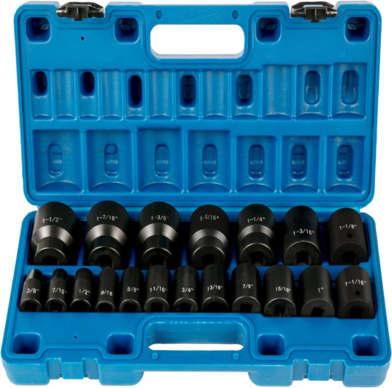 Primary image for Impact Drive Socket Set 1/2 Inches 19 Piece Impact Sockets SAE, Standard Socket 