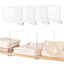 Acrylic Shelf Dividers,4 Pcs Closets Shelf Organizer For Clothing Handbags Books - £27.17 GBP