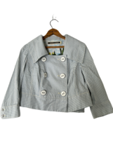 DAUGHTERS OF THE LIBERATION Womens Blazer Striped Crop Jacket Blue/White... - £12.81 GBP