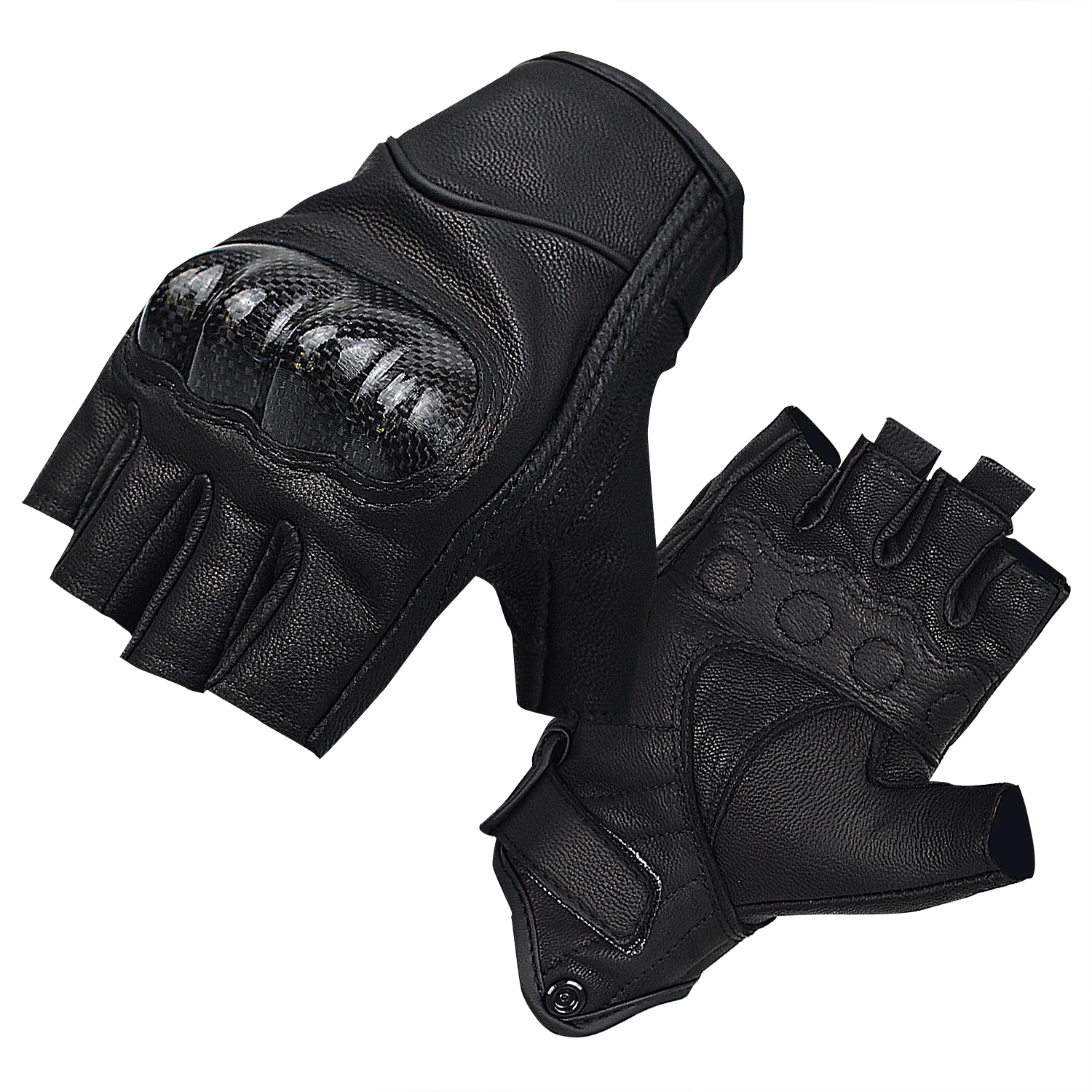 Goatskin Leather Motorcycle Gloves for Men Women Fingerless Motorbike Riding - £22.31 GBP+
