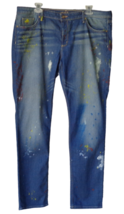 Paint Splatter Distressed Super Skinny Jeans Stretch 40x32 Jr Junior Plus 19 - £11.04 GBP