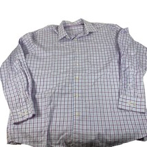 Tasso Elba Shirt Mens L 16 16.5 Purple White Plaid Long Sleeve Button Front - £17.99 GBP