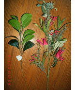 Lot of 2 NEW Artificial Flower Picks 28" protea & 18" rubber faux silk & plastic