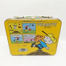 Vintage Peanuts Charlie Brown Snoopy Metal Lunchbox Thermos Brand Baseba... - $44.99