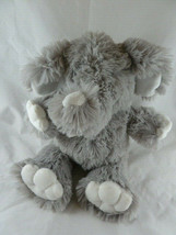 First Impressions Gray & White Shaggy Fur Elephant Plush Baby toy 13" Very Soft - $14.84