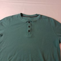 Jockey Men's Waffle Henley Green Long Sleeve Cotton T-Shirt Measured Chest 48" image 5