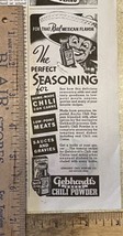 Vtg Print Ad Gebhardt&#39;s Eagle Chili Powder San Antonio TX Sombrero 6.25&quot;... - $8.81