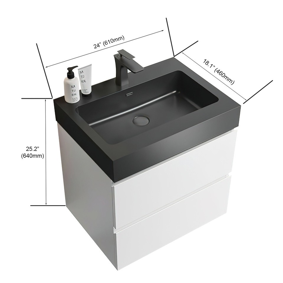 Alice 24" White Floating Bathroom Vanity Item image 4