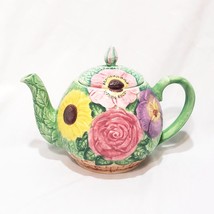 Seymour Mann Field Garden Tea Pot Hand Painted 1992 Flowers 6&quot; Decorative - $28.60