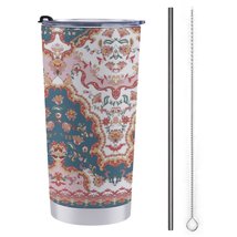 Mondxflaur Traditional Ethnic Steel Thermal Mug Thermos with Straw for Coffee - £16.77 GBP