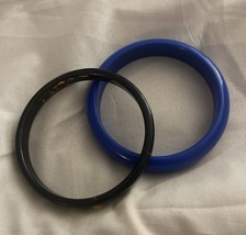 Vintage Bakelite Bangle Bracelets - Royal Blue &amp; Tortoise - $41.75 CAD