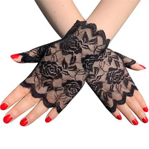 Orysin Ladies Short Lace Gloves 80s Fancy Dress Gothic Half Finger Hallo... - $6.99