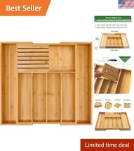 Bamboo Cutlery Tray with Adjustable Compartments for Stylish Drawer Orga... - $41.50