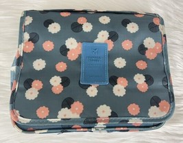 HDWISS Pocket Toiletry Travel Bag HangUp Blue Peach White Floral Design - £9.33 GBP