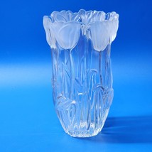 Beautiful MIKASA 8&quot; Frosted Tulip CRYSTAL Vase - Made In Germany - SHIPS... - £27.24 GBP