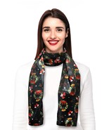 Christmas Scarf, Wreath Theme Lightweight, Silk-Feeling 13&quot;X 60&quot;, Made I... - $9.99