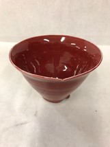 Hand thrown Pottery bowl dish RED signed Ruth Weinor? 3.5 inch tall kitchen - £31.28 GBP