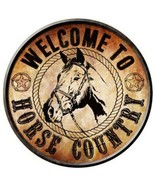 Welcome to Horse Country Novelty Metal Circle Sign 12&quot; Wall Decor - DS - £17.34 GBP