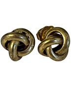 Vintage Knot Stud Earrings Gold Tone Sculptural Love Knot Post Earrings - $13.50